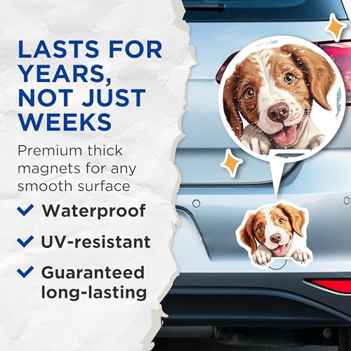 (2 Pack) Adorable Pet Decor Magnet - Animal Lovers Gift - Dog Lovers Accessories - 5" On Longest Side - Sticks to Smooth Flat Surfaces - Made in USA - MAG9889