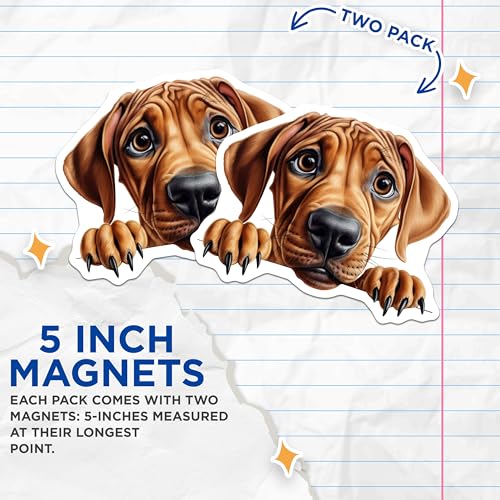 (2 Pack) Adorable Dog Art Magnet - Cute Animal Decor - 5" On Longest Side - Sticks to Smooth Flat Surfaces - Made in USA - MAG10265