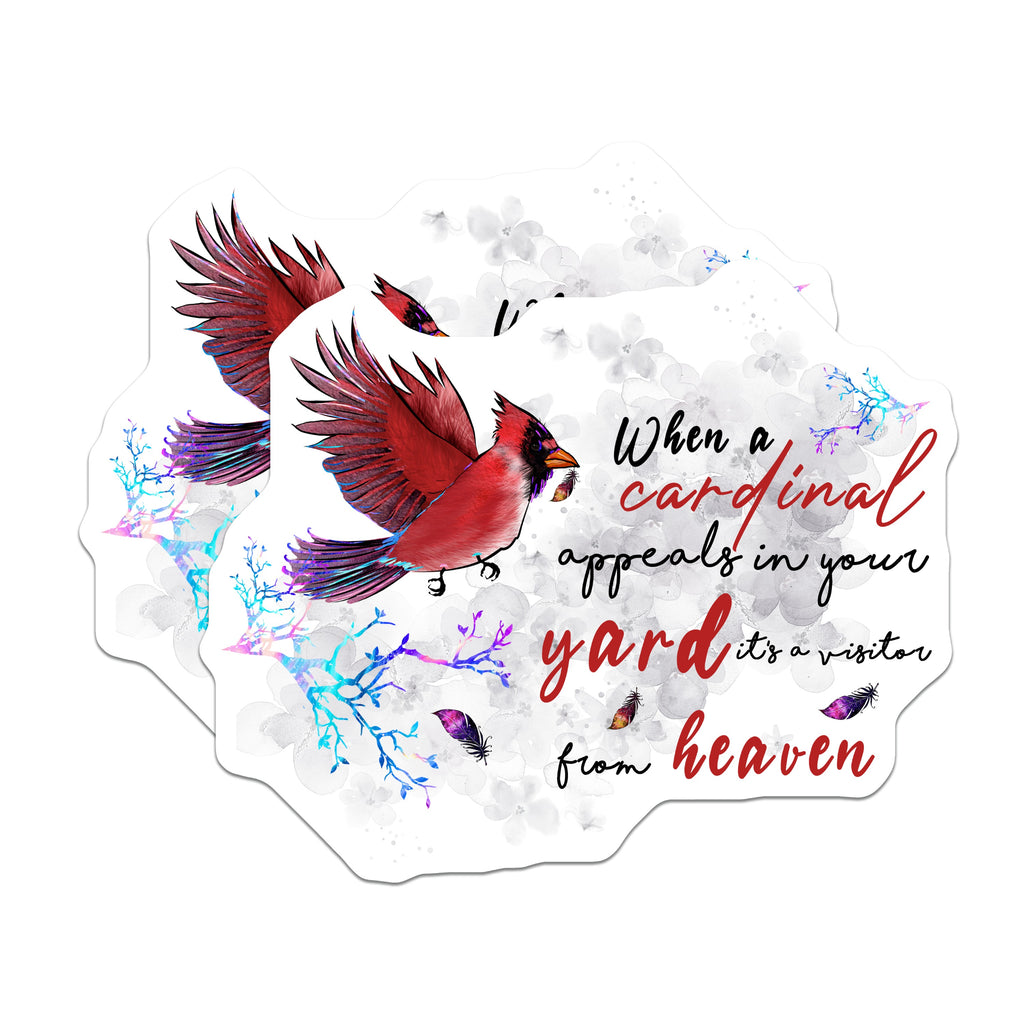 (2 Pack) Cardinal Memorial Magnets - Visitor from Heaven Decor - Spiritual Remembrance Art - 5 Inches On Longest Side - Thick Durable Magnet - Made in USA - MAG39073