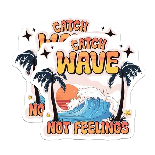 (2 Pack) Catch Wave Not Feelings Magnets Magnets - Beach Coaster - Surf Lifestyle - 5" On Longest Side - Made in USA - Sticks to Refrigerators & Metal Surfaces - MAG8633