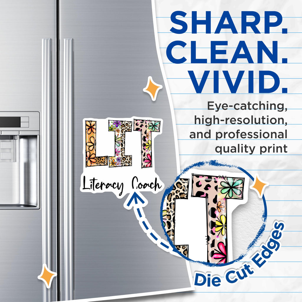 (2 Pack) Literacy Coach Magnets - Fun Teacher Decor - Educational Team Gifts - 5" On Longest Side - Premium Magnet - for Cars, Refrigerators, Toolboxes, Lockers - Made in USA - MAG14153