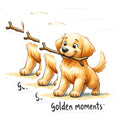 (3 Pack) Golden Retriever Decals - Cute Dog Sticker - Golden Moments Decal - 3 Inches On Longest Side - Easy Peel & Apply - Made in USA - 3MCS2401