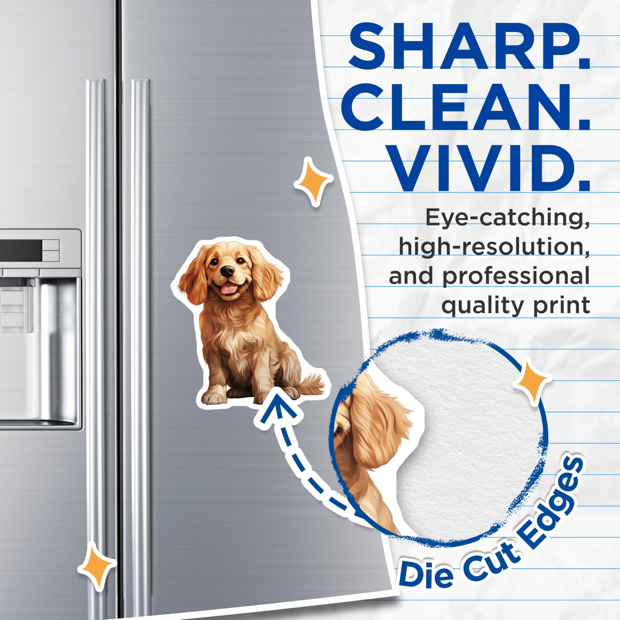 (2 Pack) Golden Retriever Puppy Magnets - Cute Dog Lover - Pet Parent Decor - 5 Inches On Longest Side - Thick Durable Magnet - Made in USA - MAG30194