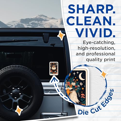 (2 Pack) Eagle Floral Stickers - Nature Eagle with Flowers Decal - Wildlife Decorative Stickers for Laptops Water Bottles - 5" On Longest Side - Sticks to Smooth Flat Surfaces - Made in USA - BMCS5398