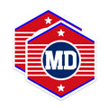 (2 Pack) MD Logo Magnets - Initial Design - Red White Blue Stars - 5" On Longest Side - Premium Magnet - for Cars, Refrigerators, Toolboxes, Lockers - Made in USA - MAG17735