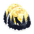 (2 Pack) Wolf Howling Magnets - Silhouette Art - Celestial Full Moon Art Decor - 5" On Longest Side - Premium Magnet - for Cars, Refrigerators, Toolboxes, Lockers - Made in USA - MAG15875