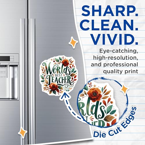 (2 Pack) World's Best Teacher Magnets - Inspirational Teacher - Appreciation Gifts for Teachers - 5" On Longest Side - for Cars, Fridges, Toolboxes - Made in USA - MAG4428
