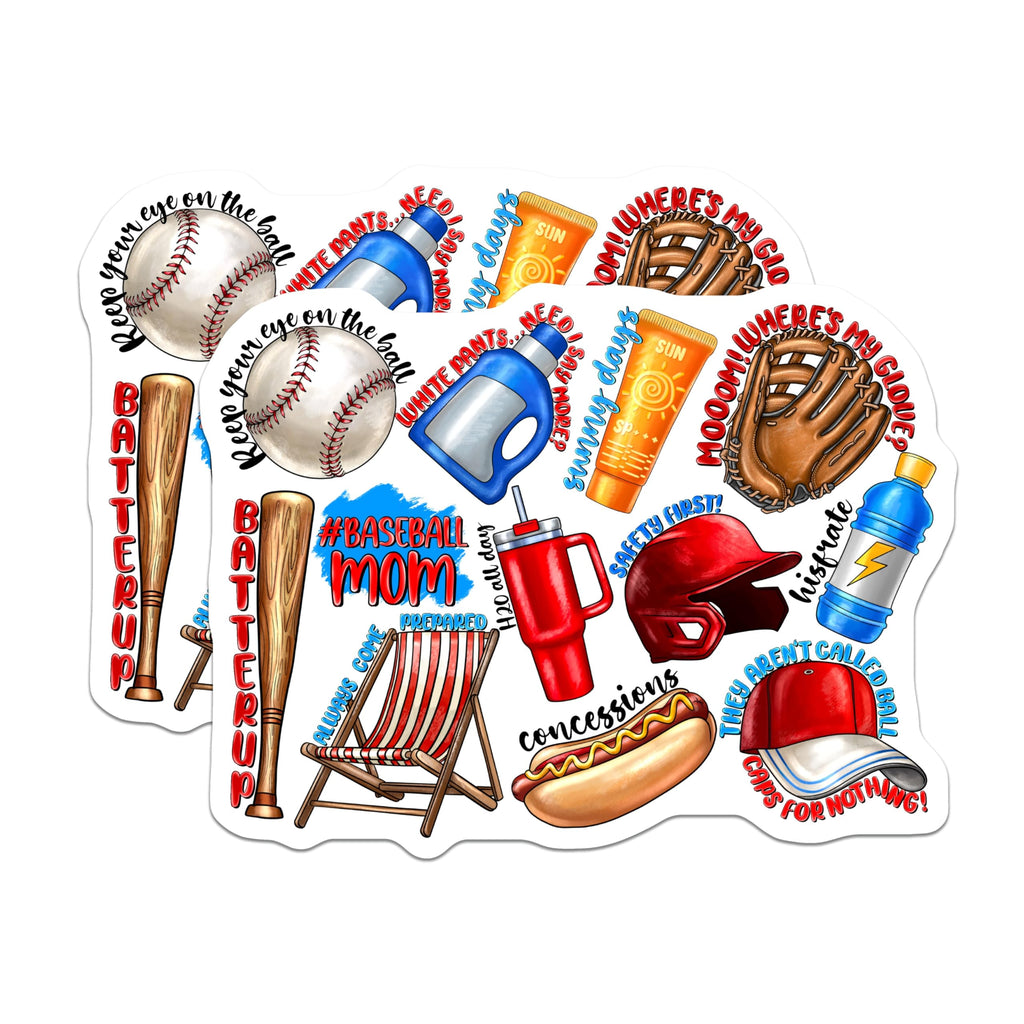 (2 Pack) Baseball Mom Magnets - Sports Mom Refrigerator - Little League Accessories - 5 Inches On Longest Side - Thick Durable Magnet - Made in USA - MAG29217