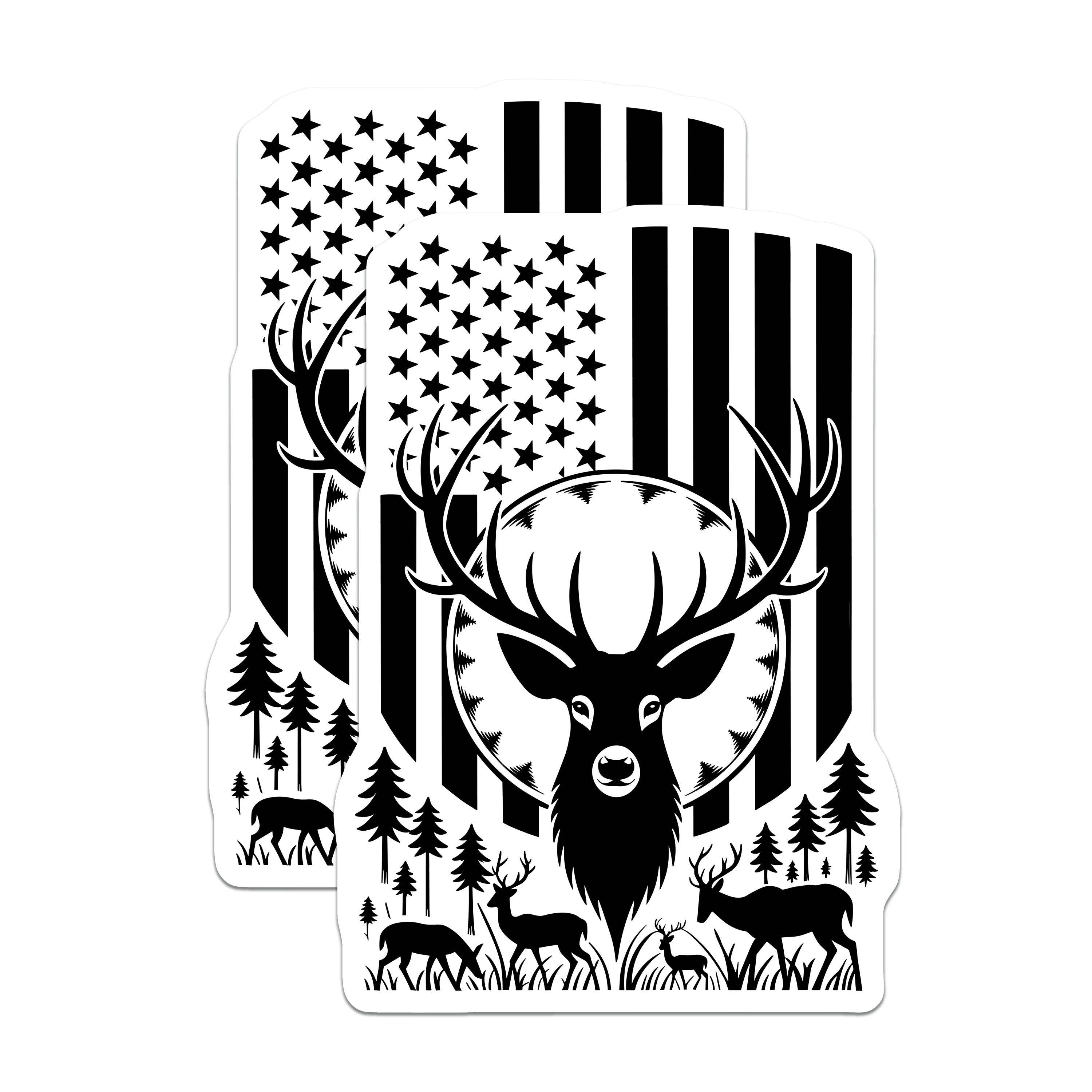 (2 Pack) Deer Hunting Magnets - American Flag Buck - Patriotic Outdoorsman Accessory for Truck - 5 Inches On Longest Side - Thick Durable Magnet - Made in USA - MAG38684
