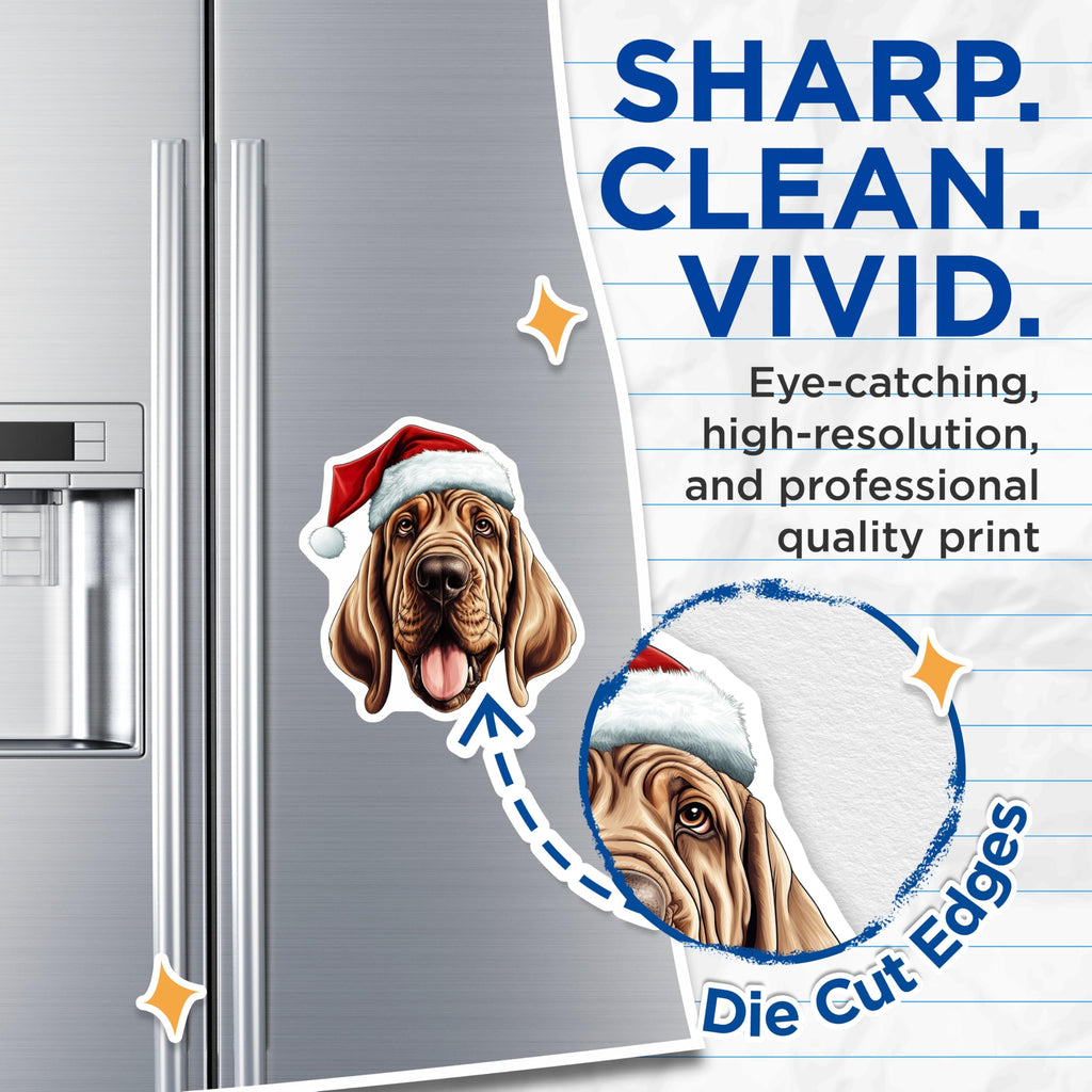 (2 Pack) Bloodhound Christmas Magnets - Santa Dog Decor - Holiday Canine Fun - 5 Inches On Longest Side - Thick Durable Magnet - Made in USA - MAG26138