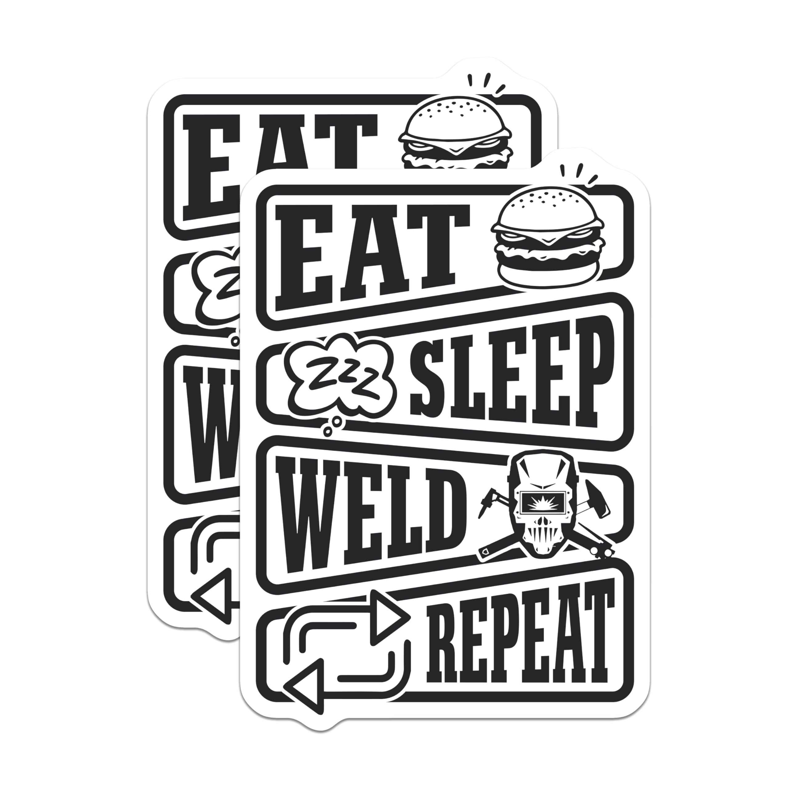 (2 Pack) Welder Life Magnets - Eat Sleep Weld - Funny Welding Magnet Set - 5" On Longest Side - Premium Magnet - for Cars, Refrigerators, Toolboxes, Lockers - Made in USA - MAG17548