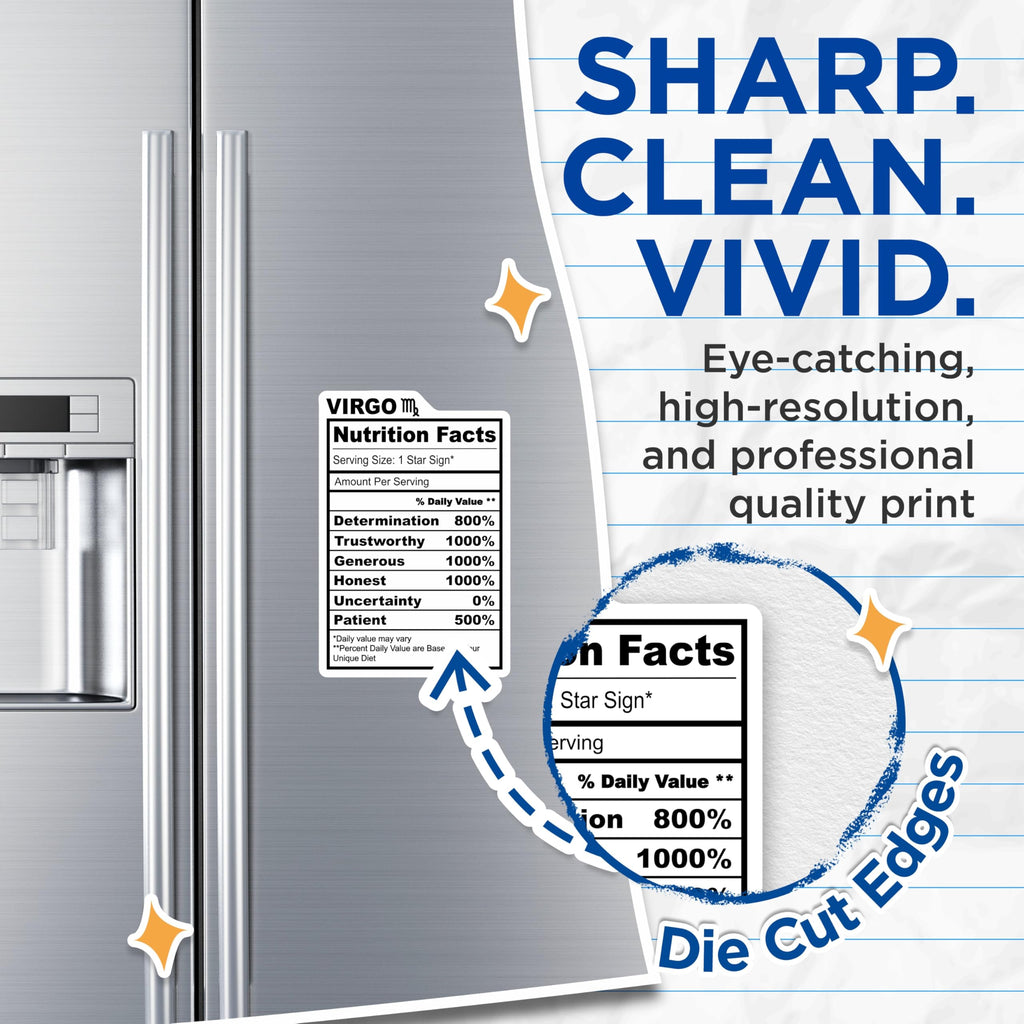 (2 Pack) Virgo Nutrition Facts Magnets - Zodiac Sign - Astrology Refrigerator Magnets - 5" On Longest Side - Premium Magnet - for Cars, Refrigerators, Toolboxes, Lockers - Made in USA - MAG15861