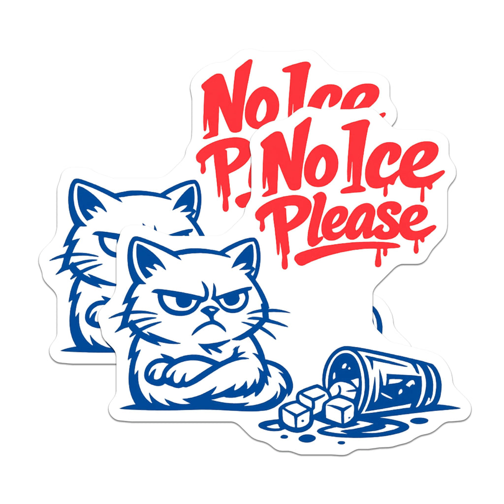 (2 Pack) Grumpy Cat No Ice Please Magnets - Funny Beverage Meme - Sassy Feline Fridge Locker Kitchen Decor - 5 Inches On Longest Side - Thick Durable Magnet - Made in USA - MAG21910