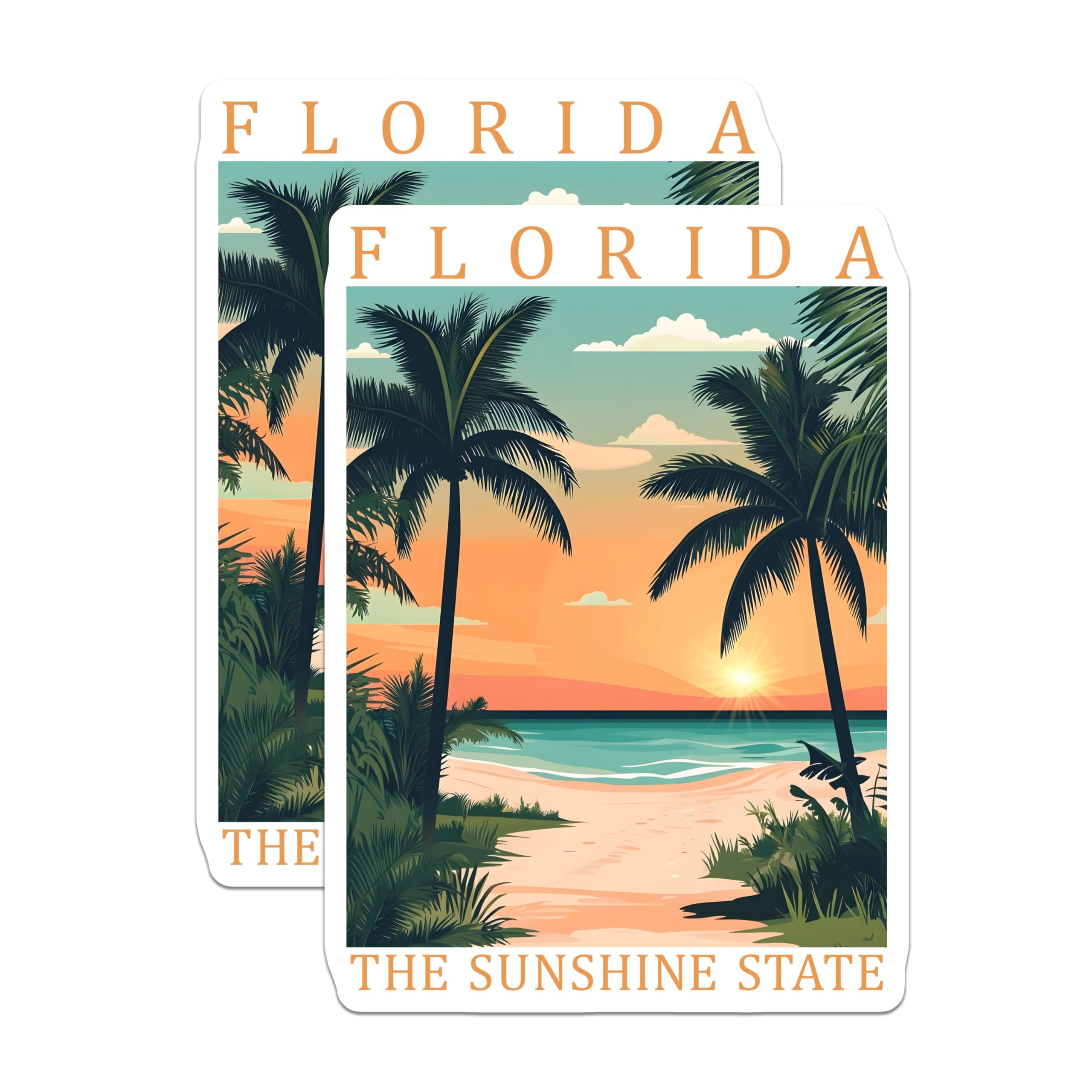 (2 Pack) Florida Magnets - Sunshine State Decor - Beach Theme Fridge Magnets - 5" On Longest Side - Premium Magnet - for Cars, Refrigerators, Toolboxes, Lockers - Made in USA - MAG17341