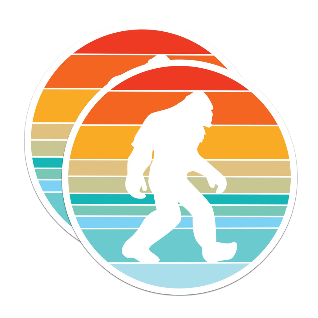 (2 Pack) Bigfoot Magnets - Retro Sunset Sasquatch Decor - Cryptid Explorer Refrigerator Magnets for Adventurers - 5 Inches On Longest Side - Thick Durable Magnet - Made in USA - MAG22390