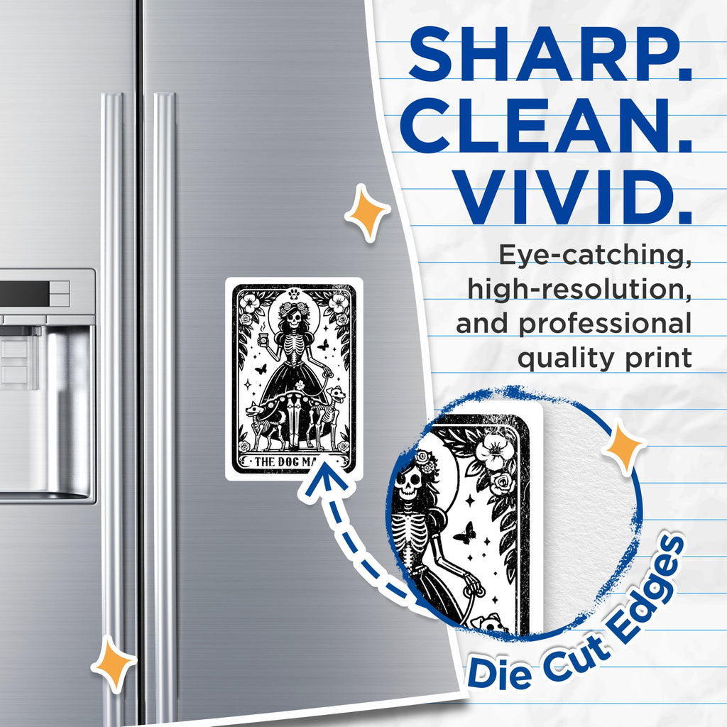 (2 Pack) Dog Mama Skeleton Magnets - Goth Pet Lover Art - Witchy Coffee Decor - 5 Inches On Longest Side - Thick Durable Magnet - Made in USA - MAG29891