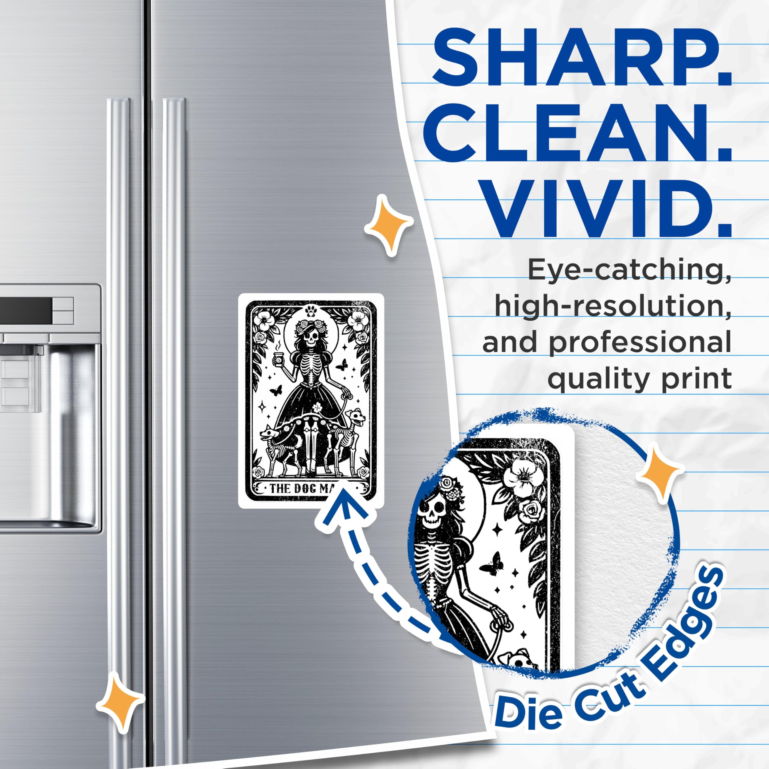 (2 Pack) Dog Mama Skeleton Magnets - Goth Pet Lover Art - Witchy Coffee Decor - 5 Inches On Longest Side - Thick Durable Magnet - Made in USA - MAG29891