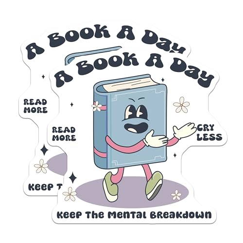 (2 Pack) A Book A Day Magnets - Read More - Keep The Mental Breakdown - 5" On Longest Side - for Cars, Fridges, Toolboxes - Made in USA - MAG6723
