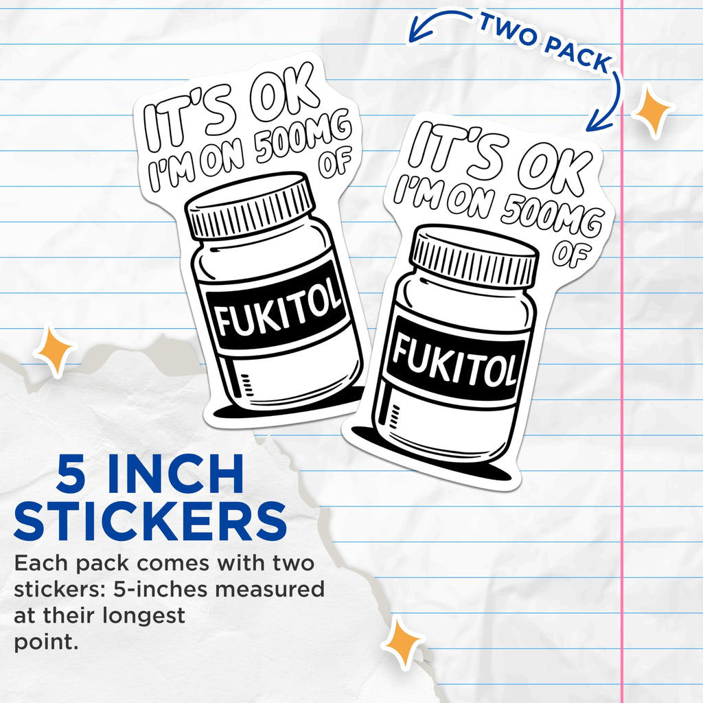 (2 Pack) Funny Prescription Stickers - Humorous Medication Decals - Sarcastic Medicine Label Sticker - 5" On Longest Side - Sticks to Smooth Flat Surfaces - Made in USA - BMCS5592