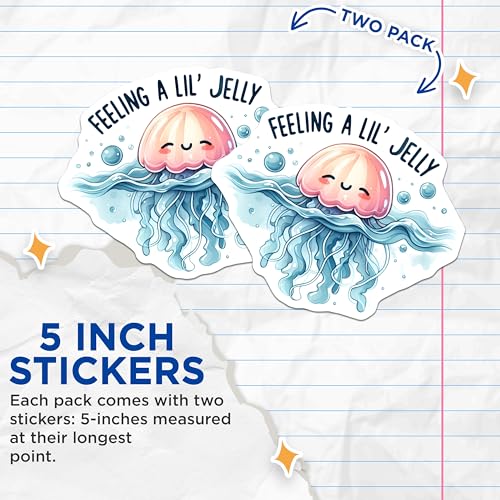 (2 Pack) Feeling Jelly Stickers - 5" On Longest Side - Sticks to Smooth Flat Surfaces - Made in USA - BMCS9287 - BMCS9287