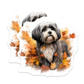 (2 Pack) Shih Tzu Dog Magnets - Autumn Leaves Decor - Watercolor Pet Art - 5 Inches On Longest Side - Thick Durable Magnet - Made in USA - MAG23978