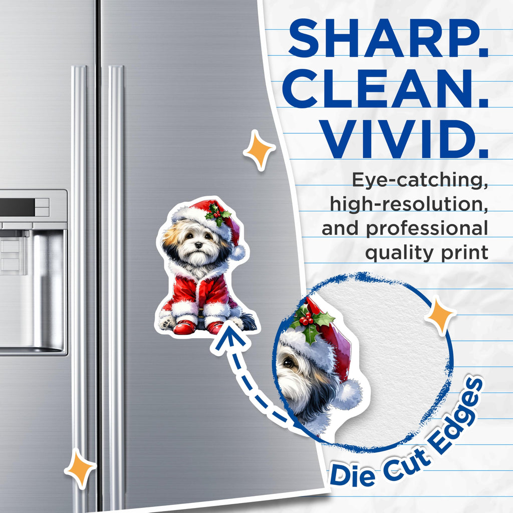(2 Pack) Christmas Dog Magnets - Santa Puppy Decor - Pet Holiday Refrigerator Adornment - 5 Inches On Longest Side - Thick Durable Magnet - Made in USA - MAG29081