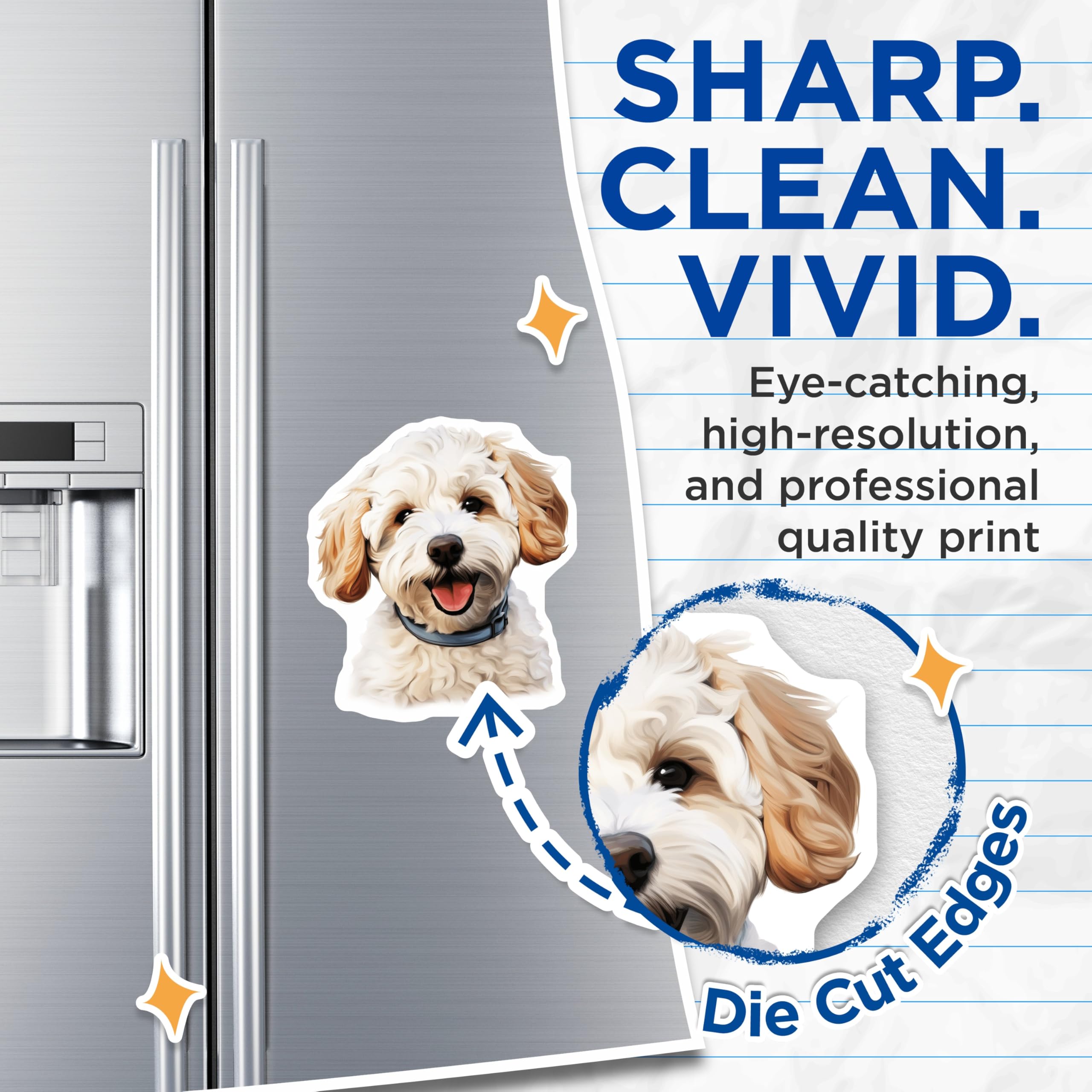 (2 Pack) Happy Goldendoodle Magnets - Cute Doodle Dog Decor - Pet Lover Refrigerator Art - 5 Inches On Longest Side - Thick Durable Magnet - Made in USA - MAG27832
