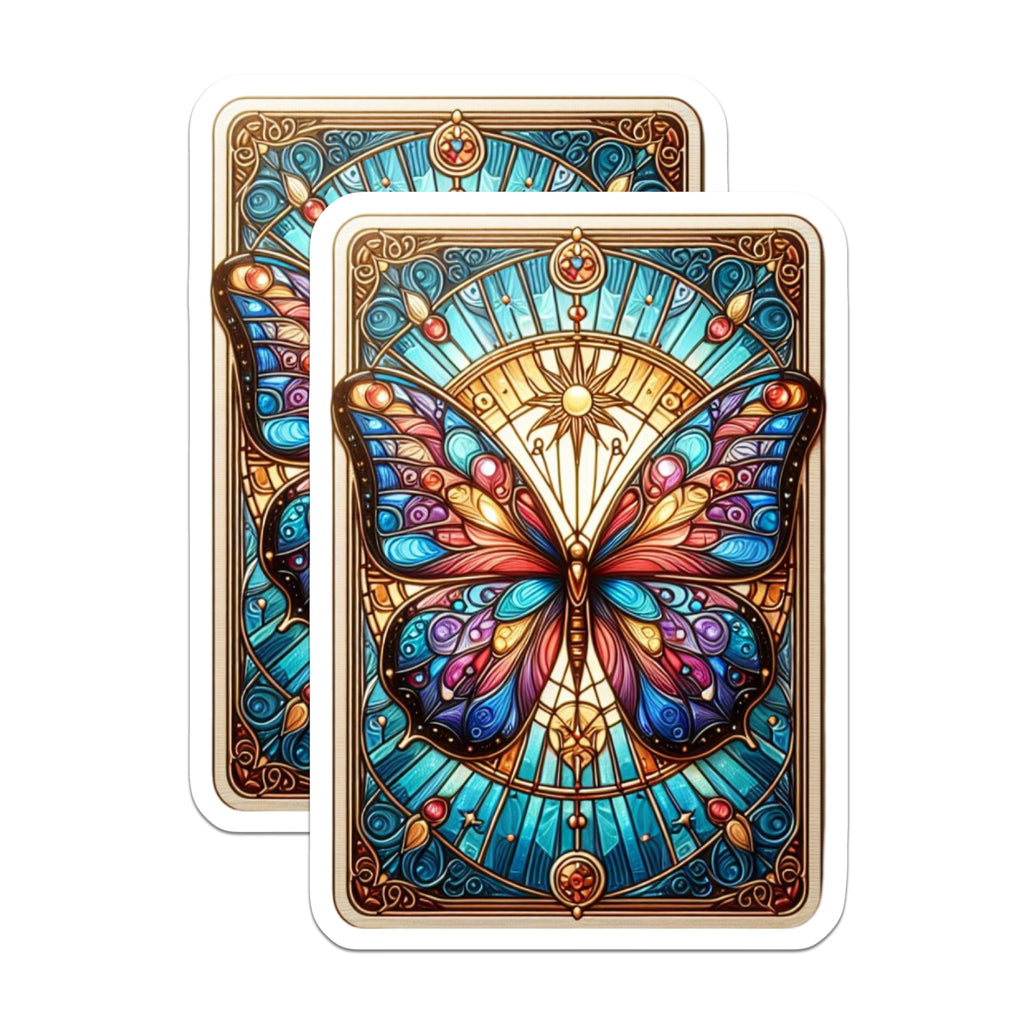 (2 Pack) Stained Glass Butterfly Magnets - Vibrant Mosaic Decor - Artistic Refrigerator Art - 5 Inches On Longest Side - Thick Durable Magnet - Made in USA - MAG22316
