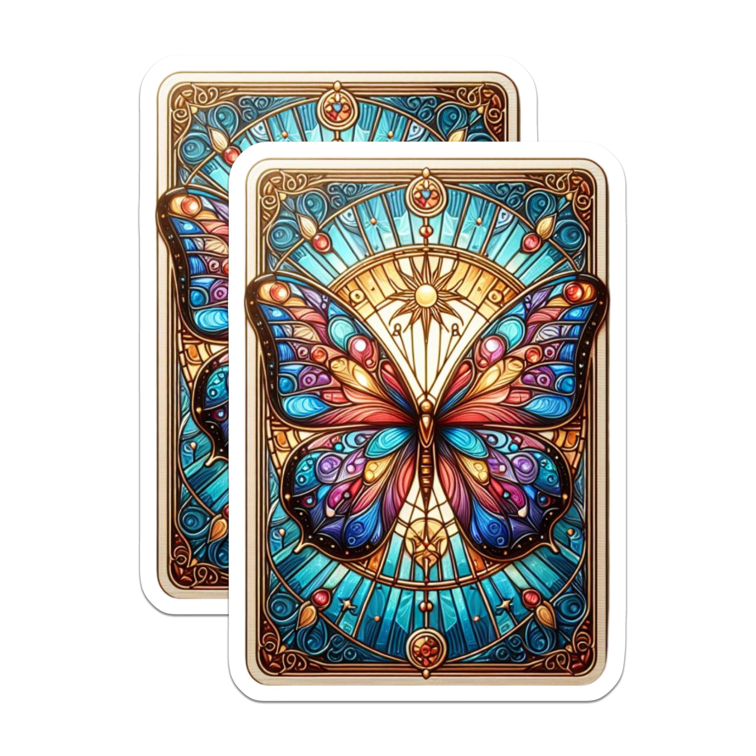 (2 Pack) Stained Glass Butterfly Magnets - Vibrant Mosaic Decor - Artistic Refrigerator Art - 5 Inches On Longest Side - Thick Durable Magnet - Made in USA - MAG22316
