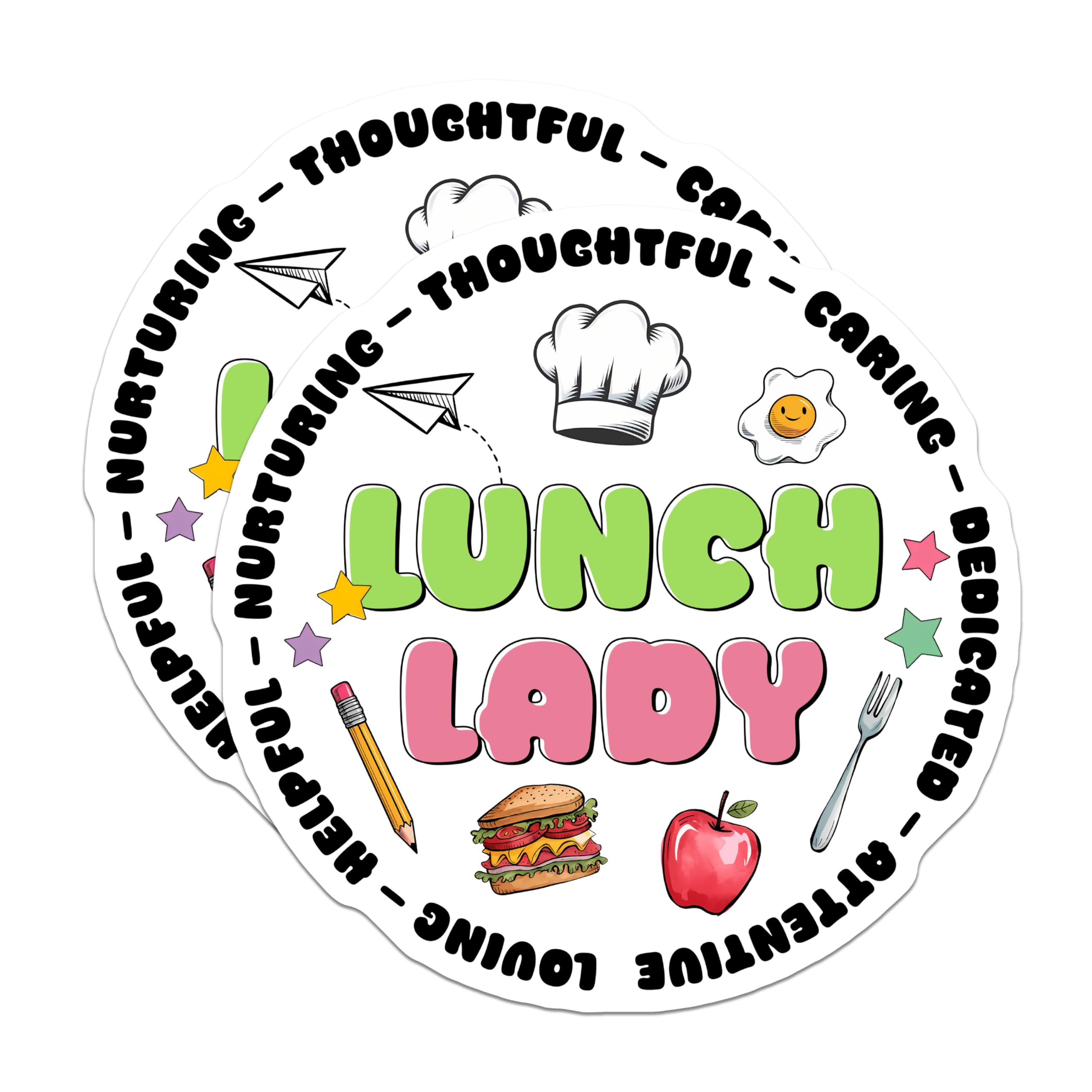 (2 Pack) Lunch Lady Magnets - School Cafeteria Decor - Appreciation - 5" On Longest Side - Sticks to Smooth Flat Surfaces - Made in USA - MAG10610