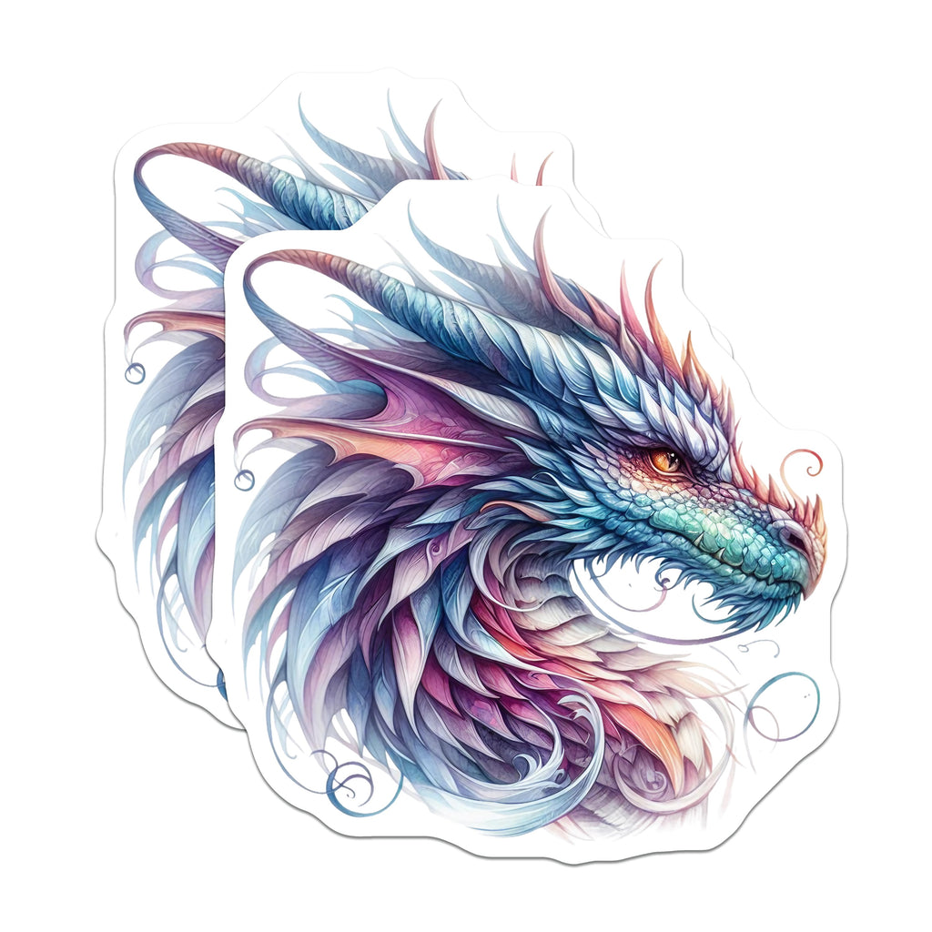 (2 Pack) Colorful Fantasy Dragon Magnets - Mythical Creature Art - Aesthetic Fridge Decor - Magic Inspired Magnet - 5 Inches On Longest Side - Thick Durable Magnet - Made in USA - MAG39331