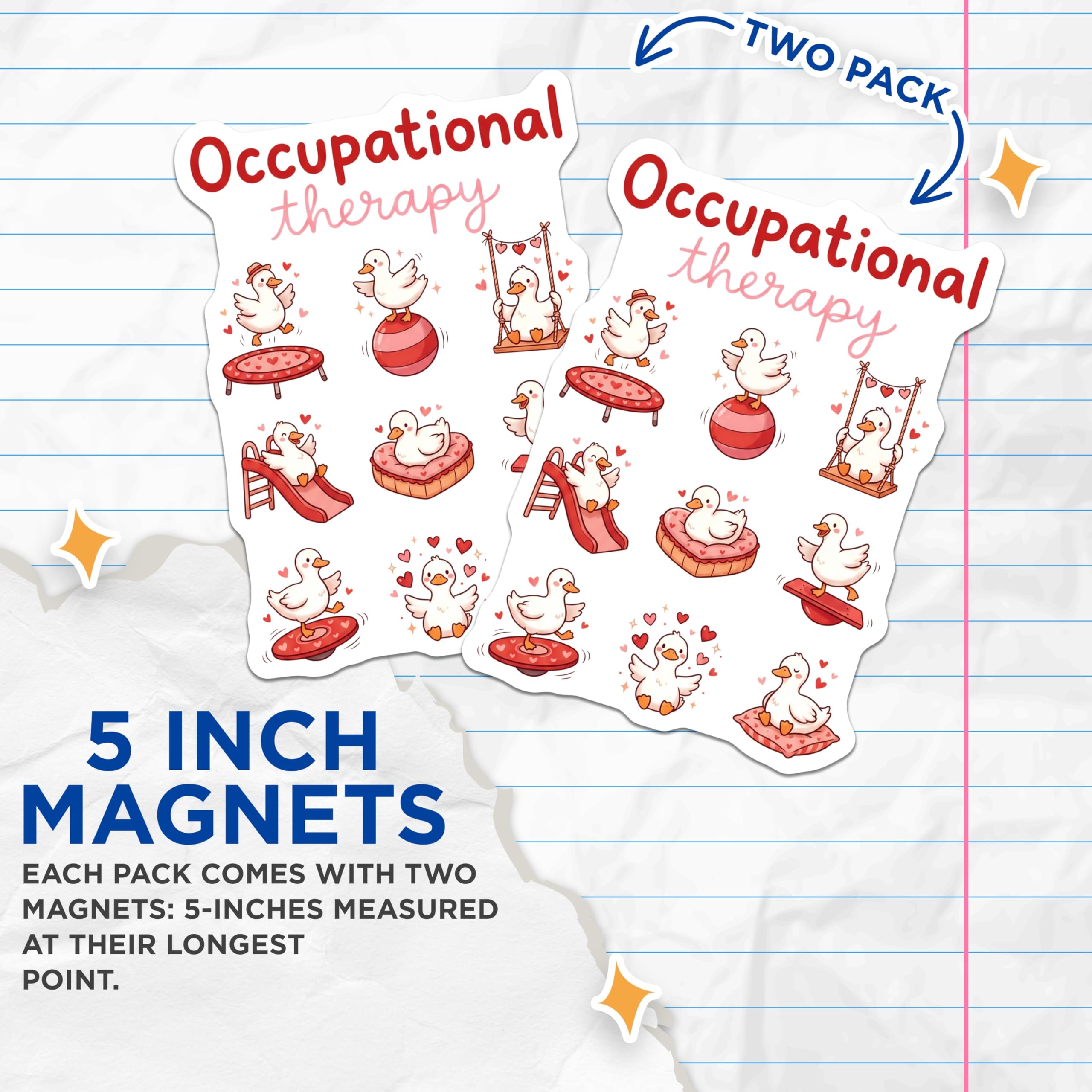 (2 Pack) Occupational Therapy Ducks Magnets - Cute OT Decor - Therapist Appreciation Gift - 5" On Longest Side - Premium Magnet - for Cars, Refrigerators, Toolboxes, Lockers - Made in USA - MAG14165