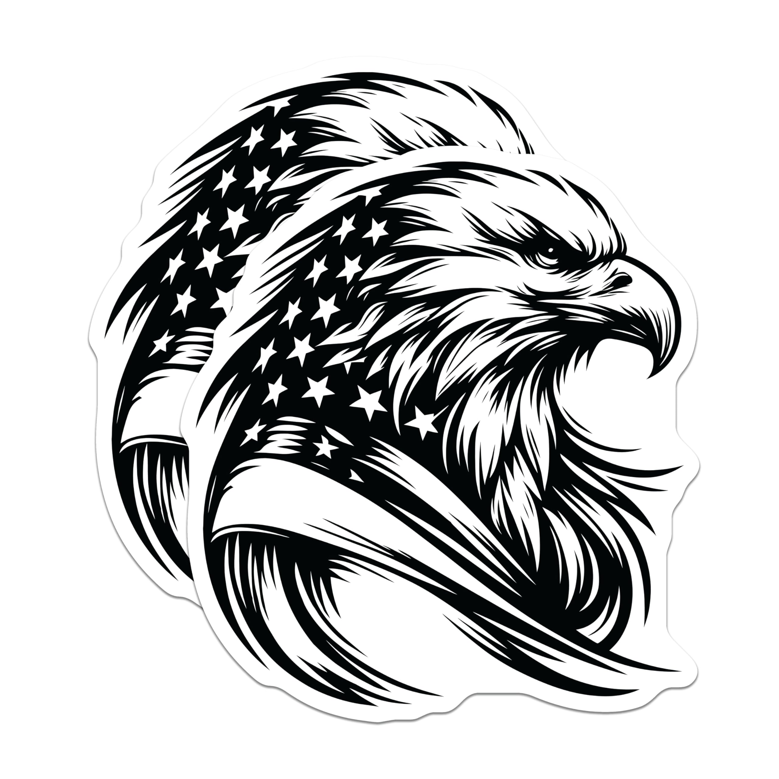 (2 Pack) American Eagle Stickers - Patriotic USA Symbol - Bald Eagle Decals- 5" On Longest Side - Sticks to Smooth Flat Surfaces - Made in USA - BMCS16558