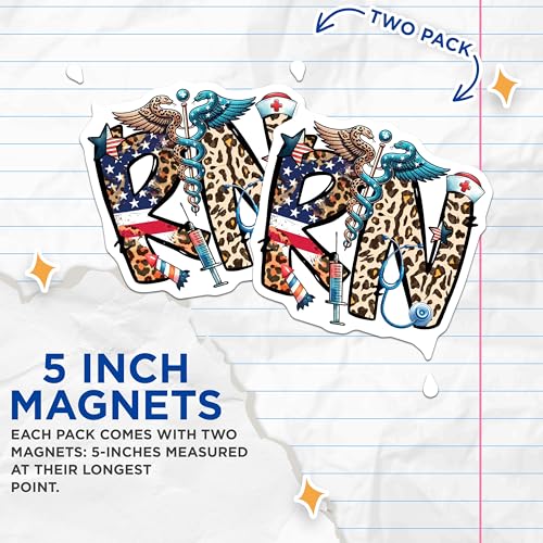 (2 Pack) RN Magnets Magnets - Nurse Magnet Decor - 5" On Longest Side - Made in USA - Sticks to Refrigerators & Metal Surfaces - MAG8476