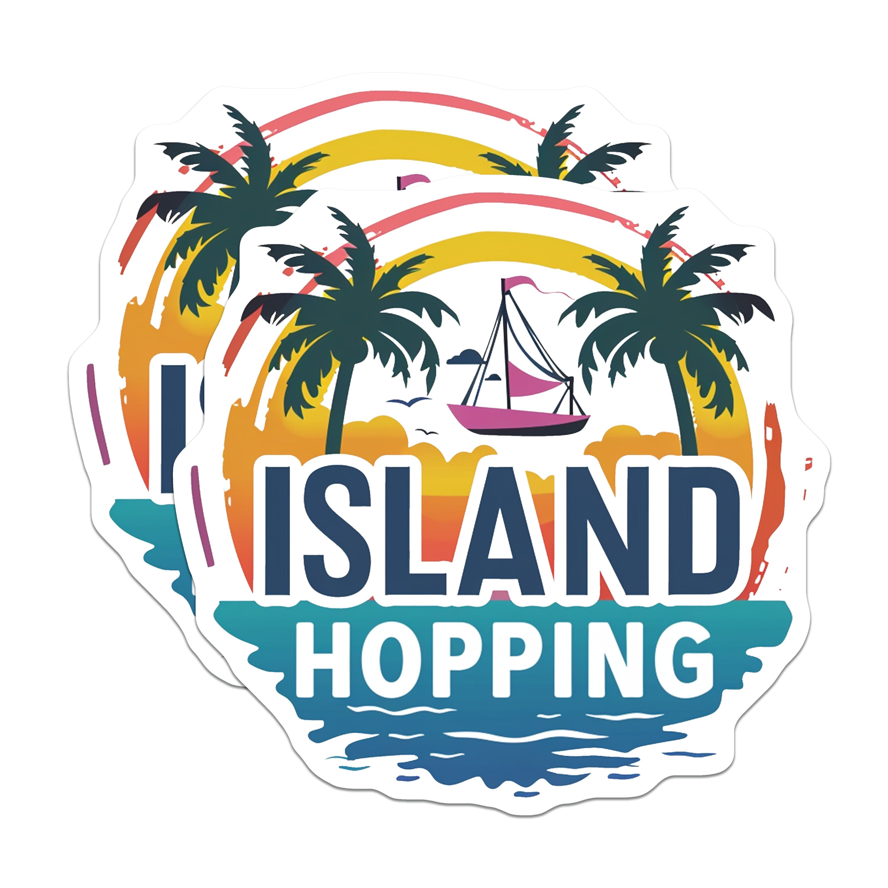 (2 Pack) Island Hopping Magnets - Tropical Travel Decor - Summer Vacation Souvenir - Beach Vibe Refrigerator Accessories - 5 Inches On Longest Side - Thick Durable Magnet - Made in USA - MAG37078