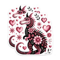(2 Pack) Whimsical Dinosaur Magnets - Floral Pink Dino Decor - Cute Creature Fridge Art - 5 Inches On Longest Side - Thick Durable Magnet - Made in USA - MAG36329