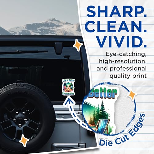 (2 Pack) Life is Better by Campfire Stickers - Campfire Outdoor Vibes - Nature Enthusiast Stickers - 5" On Longest Side - Sticks to Smooth Flat Surfaces - Made in USA - BMCS6827