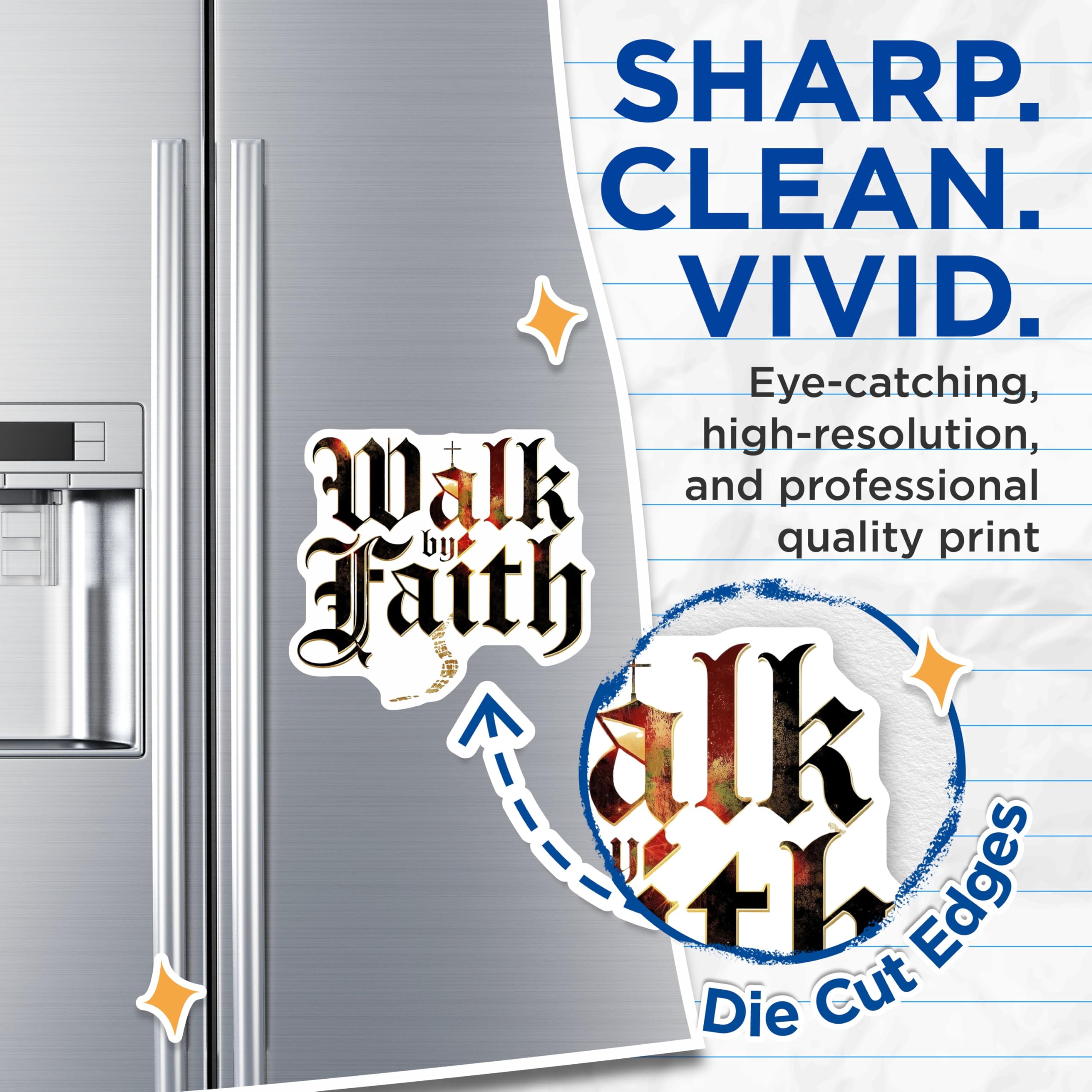 (2 Pack) Walk by Faith Magnets - Christian Inspirational Decor - Religious Scripture Quote - Spiritual Affirmation - 5 Inches On Longest Side - Thick Durable Magnet - Made in USA - MAG19906