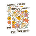 (2 Pack) Positive Vibes Magnets - Floral Illustration - Retro Decor - 5" On Longest Side - Premium Magnet - for Cars, Refrigerators, Toolboxes, Lockers - Made in USA - MAG17719