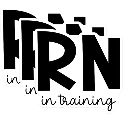 (3 Pack) RN in Training Decals - Nursing Student - Registered Nurse - Laptop Decal - 3 Inches On Longest Side - Easy Peel & Apply - Made in USA - 3MCS4051