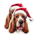 (2 Pack) Basset Hound Magnets - Christmas Dog Illustration - Holiday Pet Decor Accessory - 5 Inches On Longest Side - Thick Durable Magnet - Made in USA - MAG23430
