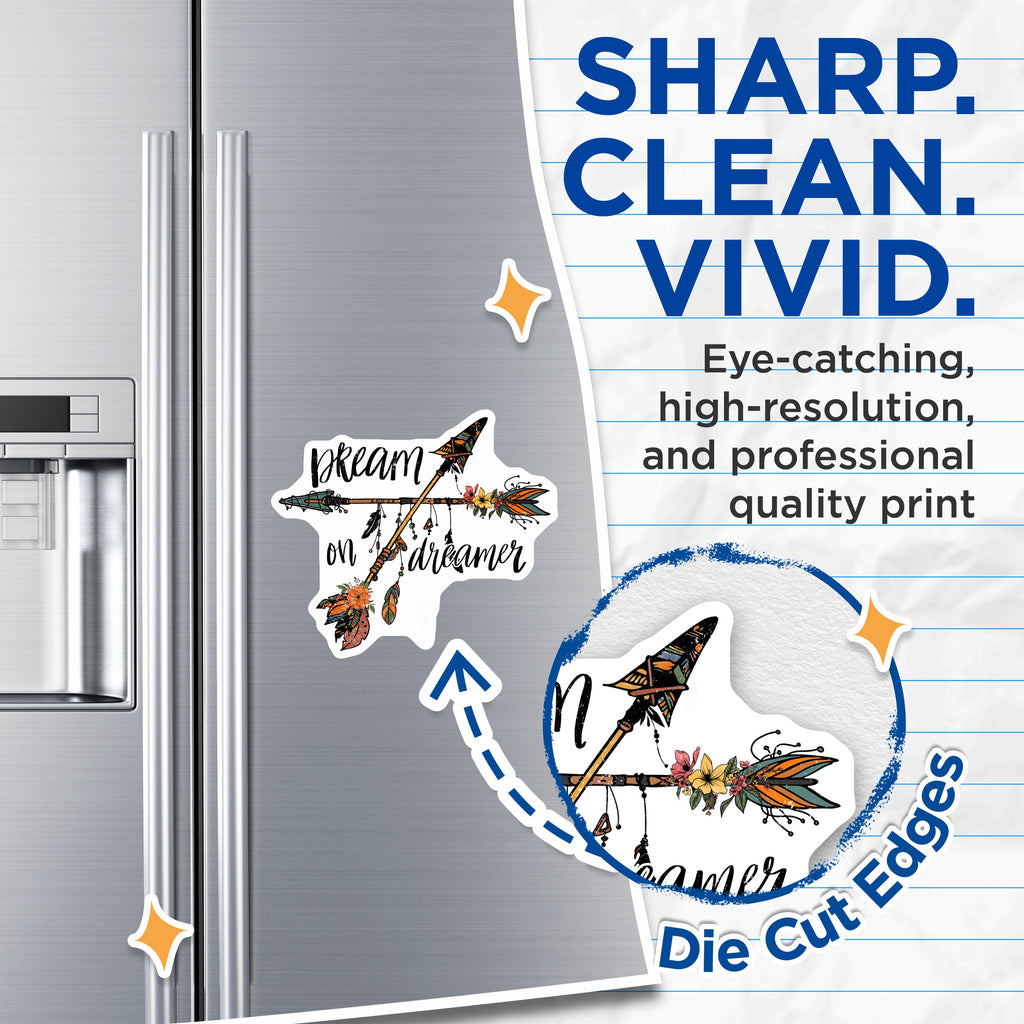 (2 Pack) Dream On Dreamer Magnets - Boho Arrow Design - Inspirational Quote Fridge Locker - 5 Inches On Longest Side - Thick Durable Magnet - Made in USA - MAG37323