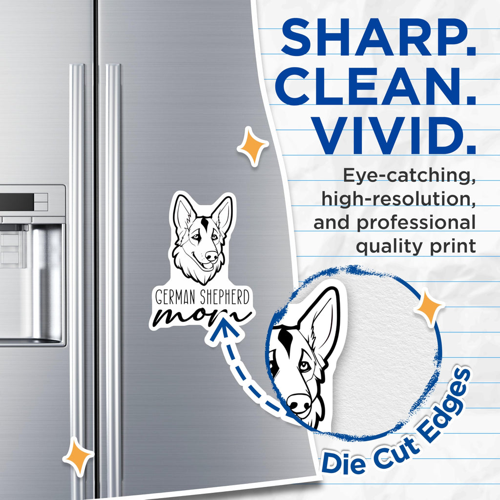 (2 Pack) German Shepherd Mom Magnets - Dog Lover Fridge Decor - GSD Parent Appliance Art - Canine Enthusiast - 5 Inches On Longest Side - Thick Durable Magnet - Made in USA - MAG27059