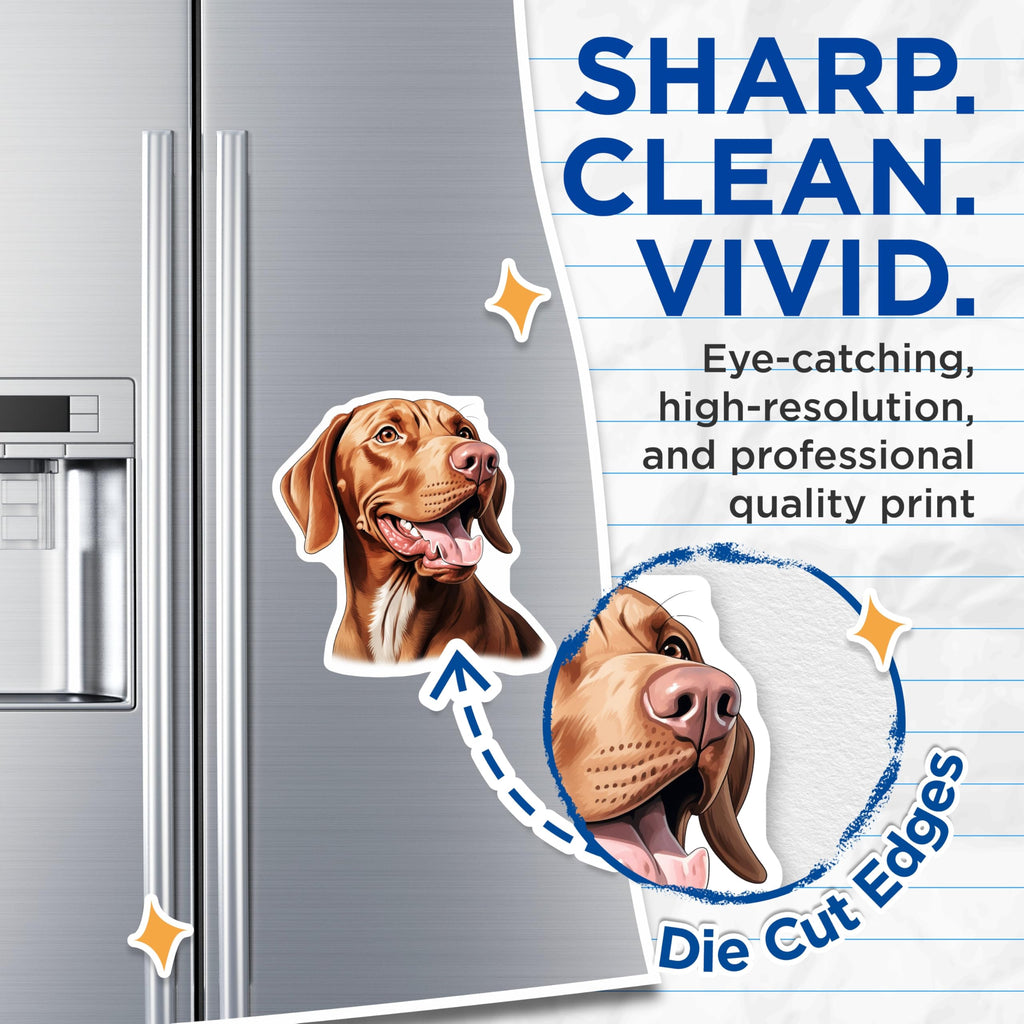 (2 Pack) Happy Vizsla Dog Magnets - Cute Pet Lover Decor - Canine Companion Refrigerator Accents for Dog Parents - 5 Inches On Longest Side - Thick Durable Magnet - Made in USA - MAG27410