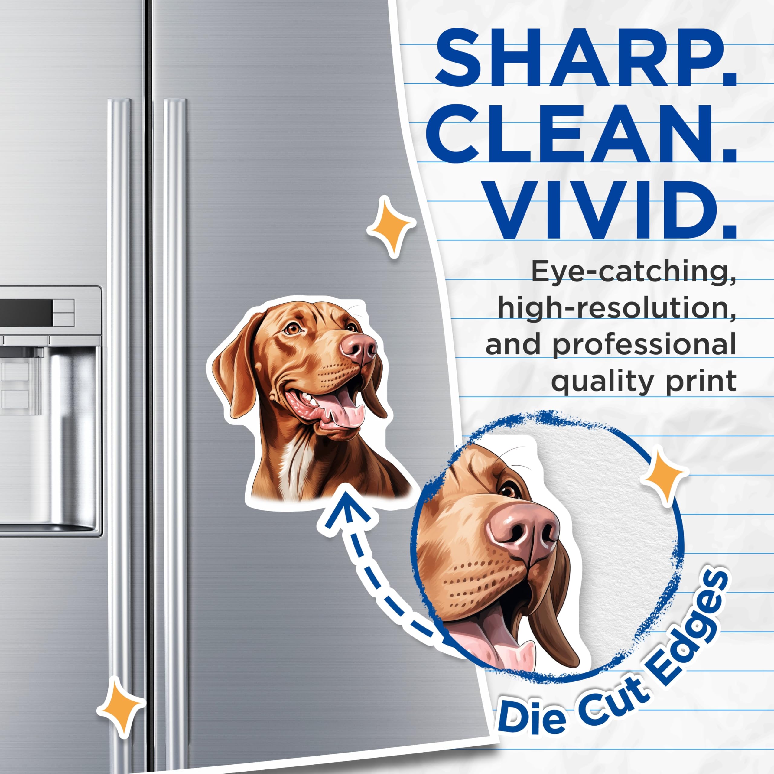 (2 Pack) Happy Vizsla Dog Magnets - Cute Pet Lover Decor - Canine Companion Refrigerator Accents for Dog Parents - 5 Inches On Longest Side - Thick Durable Magnet - Made in USA - MAG27410