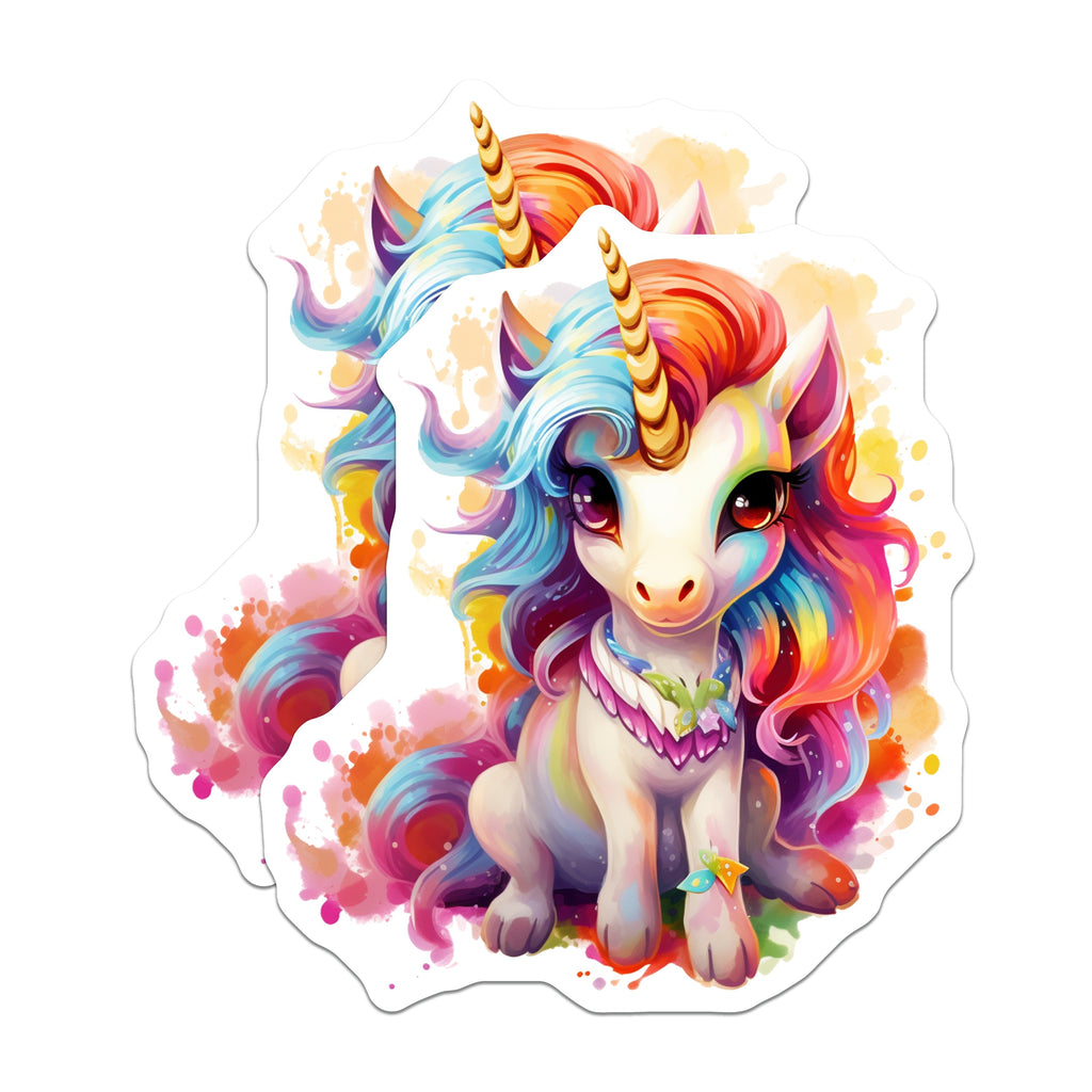 (2 Pack) Cute Rainbow Unicorn Magnets - Magical Fantasy Decor - Kids Room Aesthetic - 5 Inches On Longest Side - Thick Durable Magnet - Made in USA - MAG38960