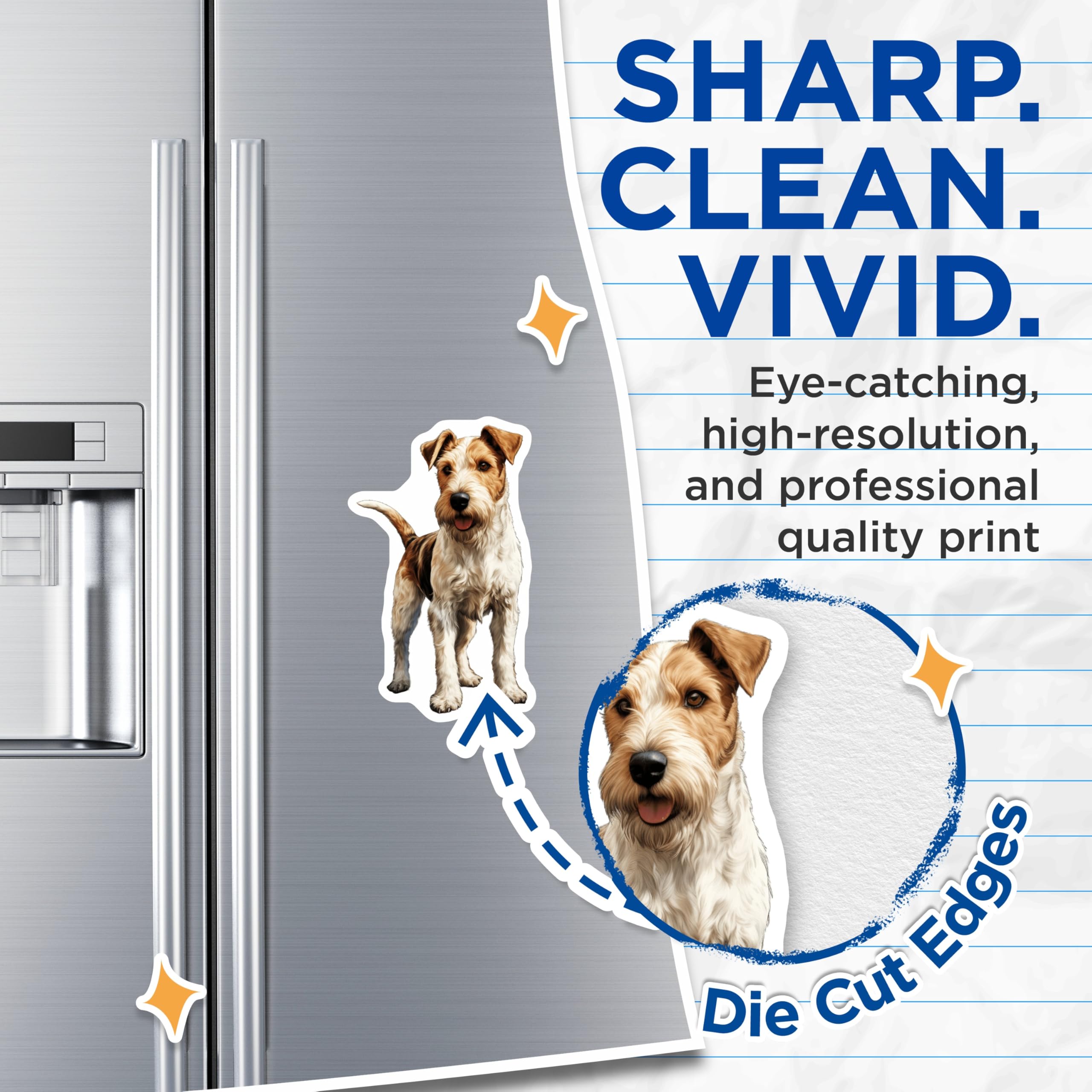 (2 Pack) Wire Fox Terrier Magnets - Dog Breed Decor - Pet Lover Accessory - 5 Inches On Longest Side - Thick Durable Magnet - Made in USA - MAG24403