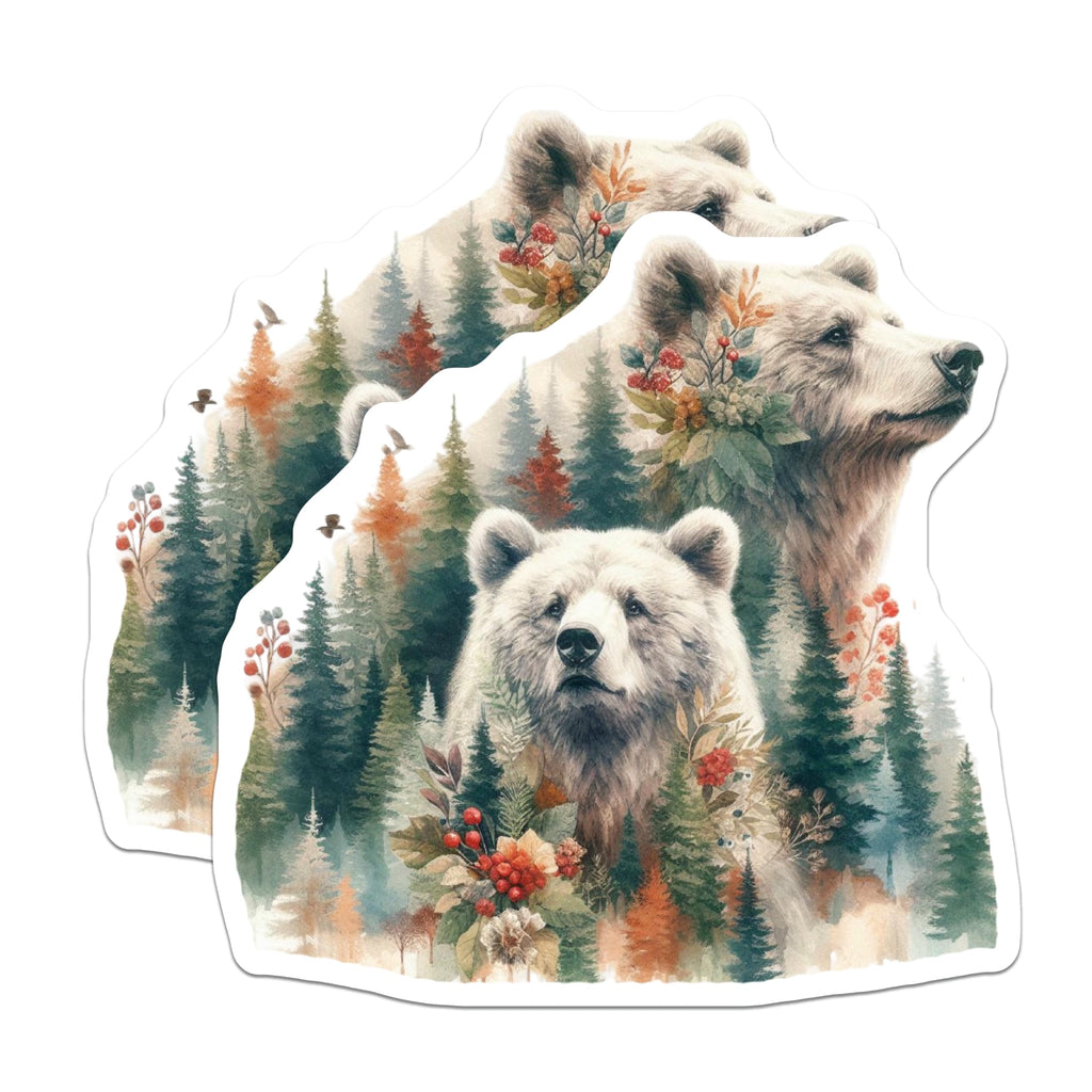 (2 Pack) Bear Art Magnets - Wildlife Decor - Forest Animals Kitchen Magnets - 5" On Longest Side - Premium Magnet - for Cars, Refrigerators, Toolboxes, Lockers - Made in USA - MAG14602