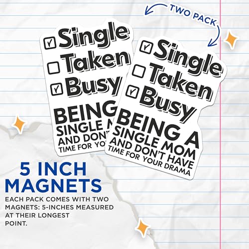 (2 Pack) Single Mom Magnets Magnets - 5" On Longest Side - Made in USA - Sticks to Refrigerators & Metal Surfaces - MAG9212