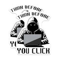 (2 Pack) Think Before You Click Stickers - Hacker Warning - Cybersecurity Awareness Decal - Technology Safety - 5" On Longest Side - Sticks to Smooth Flat Surfaces - Made in USA - BMCS7431